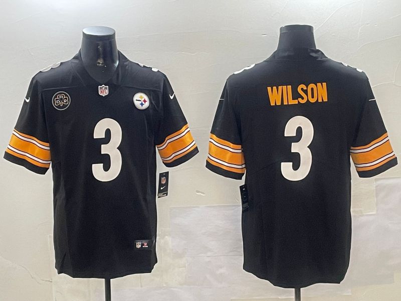 Men Pittsburgh Steelers #3 Wilson Black Second generation 2024 Nike Limited NFL Jersey style 01042->pittsburgh steelers->NFL Jersey